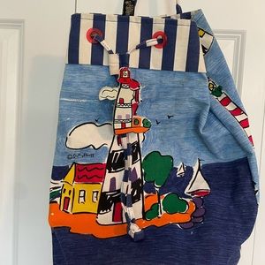 Sally Huss Lighthouse Theme Beach Bag